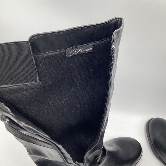 Forever Women's Black Knee-High Riding Boots Size 8 - Picture 4 of 9